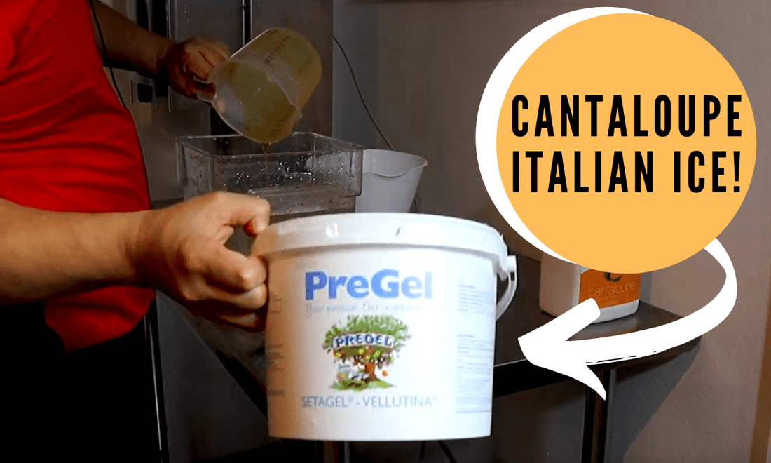 Cantaloupe Italian Ice with Pregel and fruit syrups Electrofreeze B12V - Electro Freeze Southeast