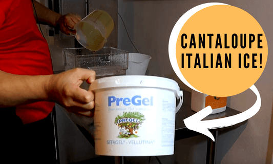 Cantaloupe Italian Ice with Pregel and fruit syrups Electrofreeze B12V - Electro Freeze Southeast